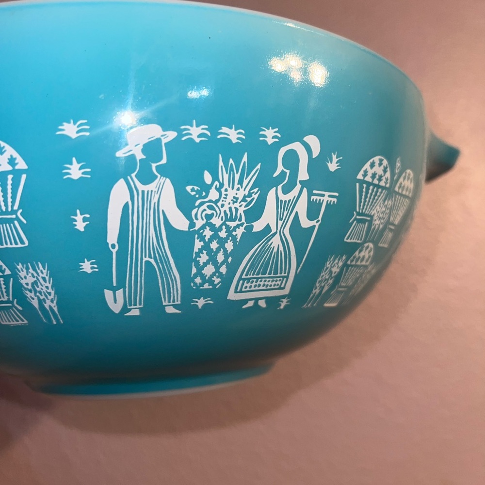 💙 Pyrex Amish Butterprint Turquoise Cinderella Bowl 444 4QT NEW Vintage